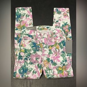 New Seven For All Mankind the Skinny Second Skin Legging Jean Size 24 Floral